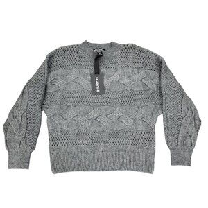 Oliver O Sweater Womens Medium Gray Cable Knit Acrylic Blend Pullover